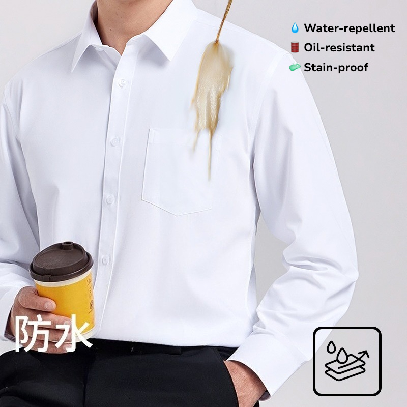 Office Tech Wear - Men’s Waterproof Oil-Resistant Long Sleeve Shirt