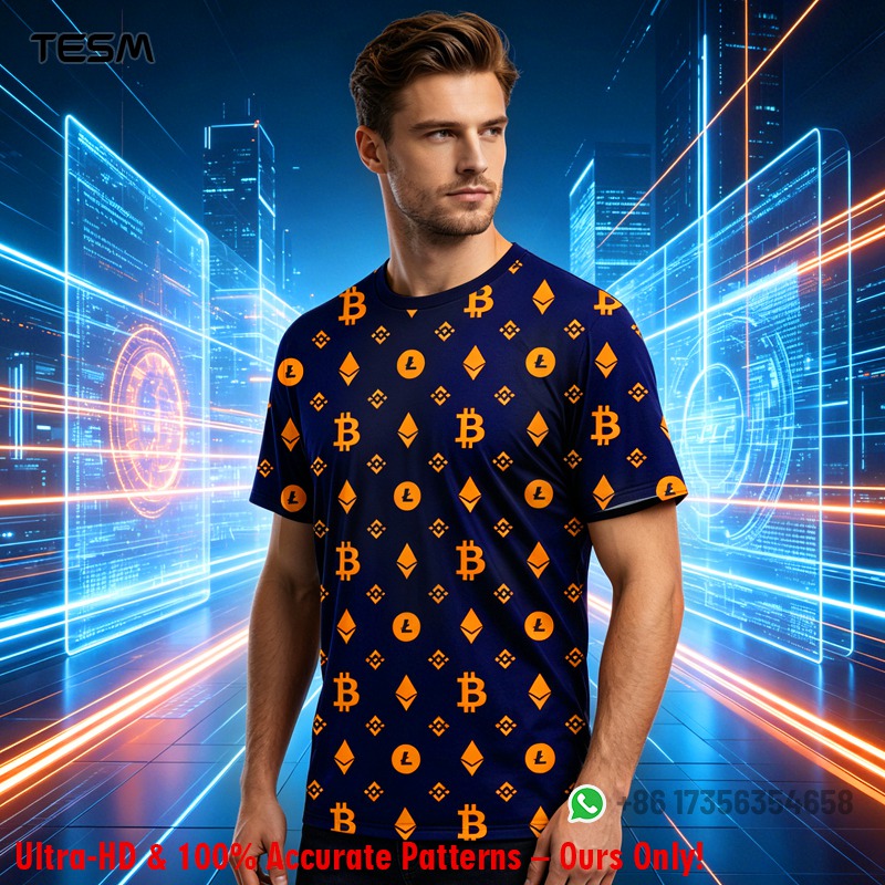 Office Tech Wear - Men Crypto Pattern T-shirt Bitcoin Ethereum